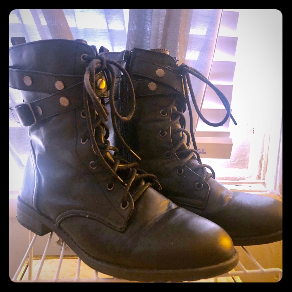 Black combat boots
